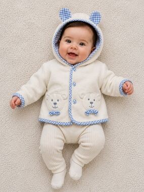 Vintage Baby Bell Teddy Bear Fleece Hooded Jacket 3-6M